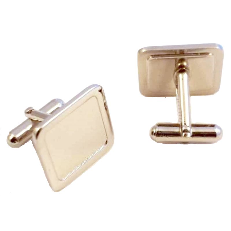 Cufflink Pair Square 16mm silver and printed domes